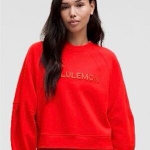 Lululemon HOT Red SCUBA Oversized pullover.  With WORDMARK. NWT M/L